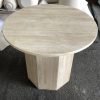 Nordic Simple Style Garden Living Room Decor Octagon Leg White Travertine Round Coffee Table