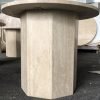 Nordic Simple Style Garden Living Room Decor Octagon Leg White Travertine Round Coffee Table