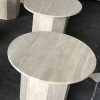 Nordic Simple Style Garden Living Room Decor Octagon Leg White Travertine Round Coffee Table