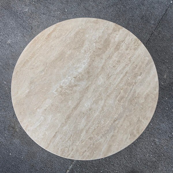 Artistic Style Furniture Chess Shaped Leg Beige Travertine Side Table
