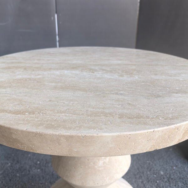 Artistic Style Furniture Chess Shaped Leg Beige Travertine Side Table