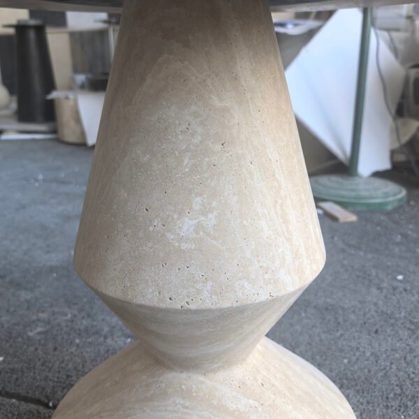 Artistic Style Furniture Chess Shaped Leg Beige Travertine Side Table