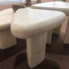 Ancient and Elegant Style Round-Sided Triangle Shaped White Travertine Coffee Table