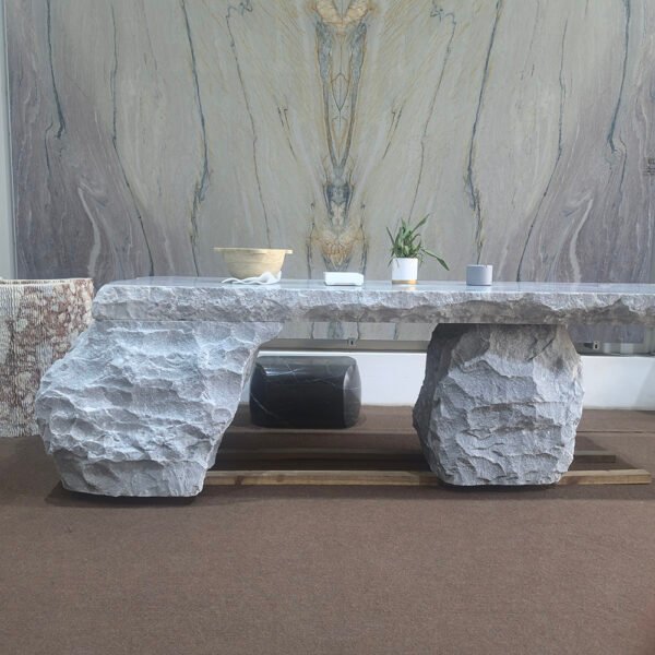 Natural Split-Edge Marble Dining Table for Home Decoration