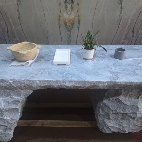 Natural Split-Edge Marble Dining Table for Home Decoration