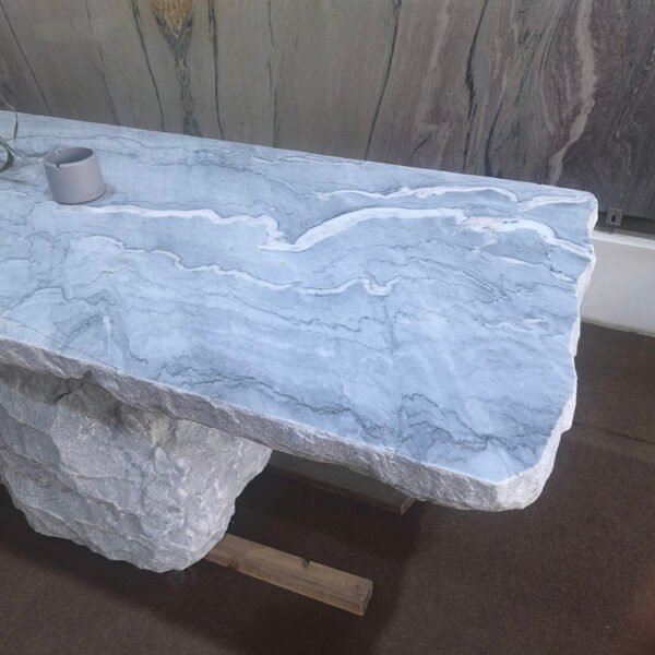 Natural Split-Edge Marble Dining Table for Home Decoration