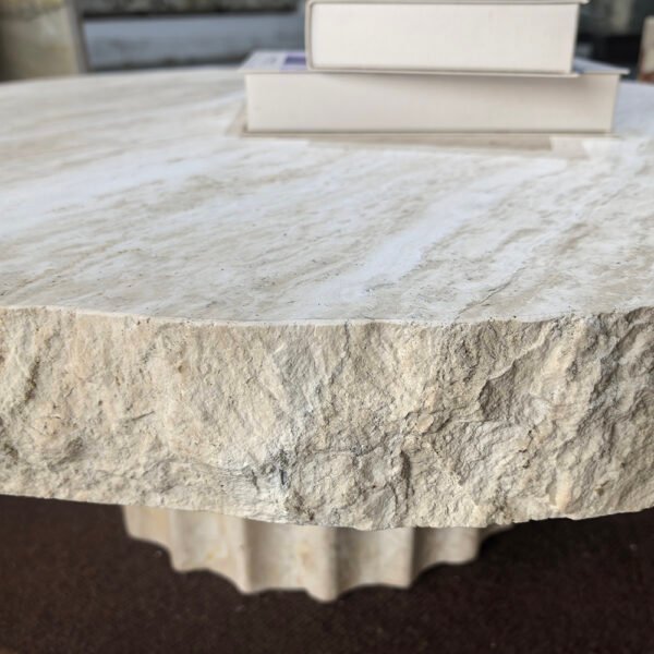 Natural Style Chiseled-Edge Thickened Beige Travertine Coffee Table