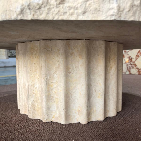 Natural Style Chiseled-Edge Thickened Beige Travertine Coffee Table