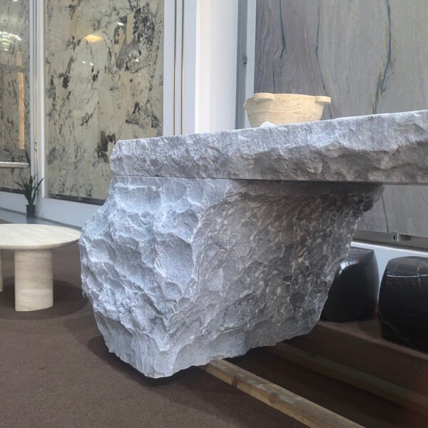Natural Split-Edge Marble Dining Table for Home Decoration