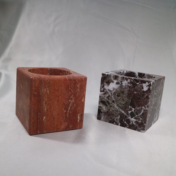 Red Travertine/Calacatta Storage & Candle Jars