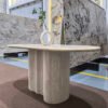 Elegant Style Living Room Nordic Oval White Travertine Dining Table