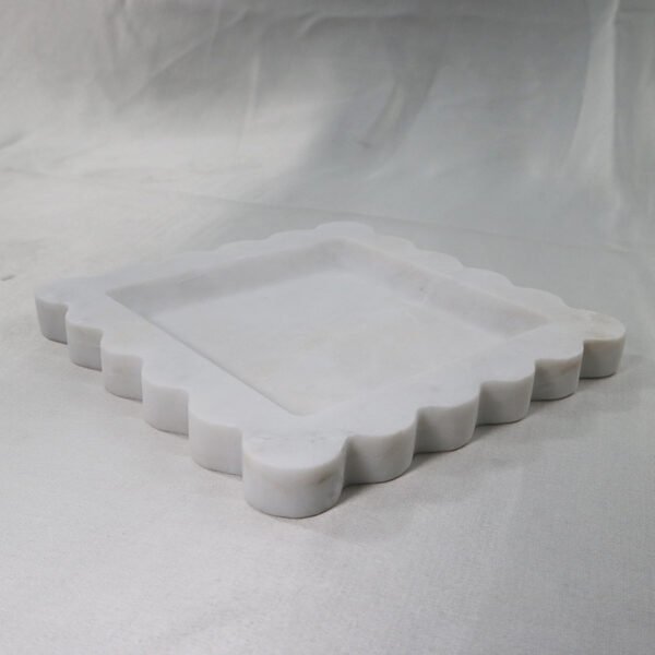 Home Decor Wavy Edge Carrara/Emerald Marble/Travertine Square Tray