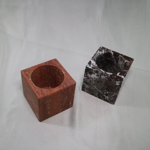 Red Travertine/Calacatta Storage & Candle Jars