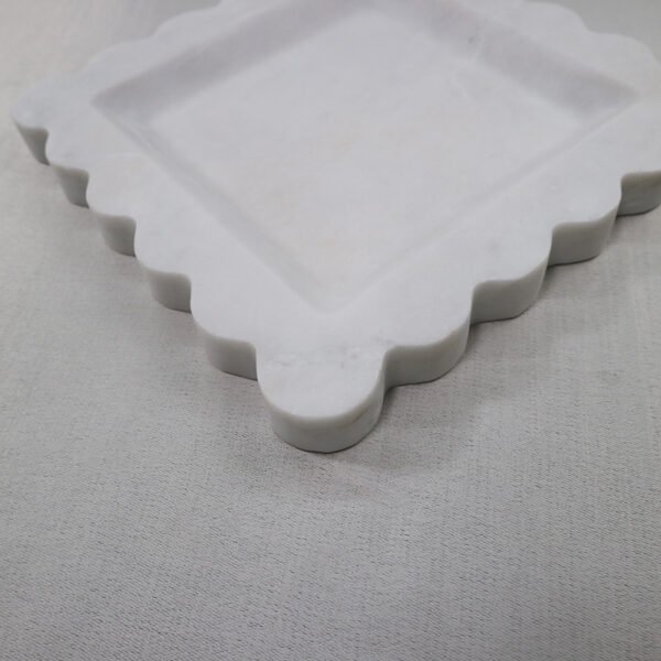 Home Decor Wavy Edge Carrara/Emerald Marble/Travertine Square Tray