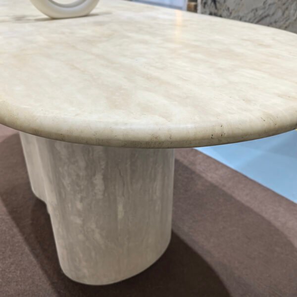 Elegant Style Living Room Nordic Oval White Travertine Dining Table