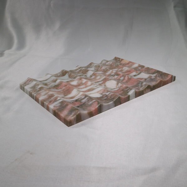 Home Decor Art Carrara White/Red Marble Wave Tray