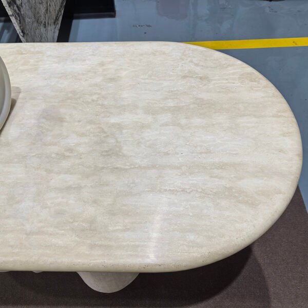 Elegant Style Living Room Nordic Oval White Travertine Dining Table