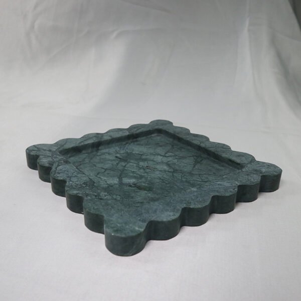Home Decor Wavy Edge Carrara/Emerald Marble/Travertine Square Tray