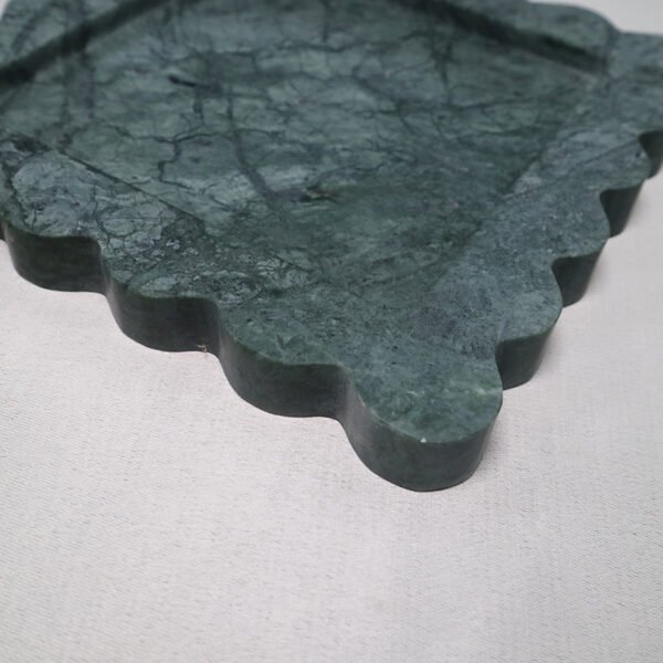 Home Decor Wavy Edge Carrara/Emerald Marble/Travertine Square Tray
