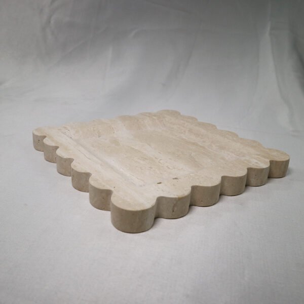 Home Decor Wavy Edge Carrara/Emerald Marble/Travertine Square Tray