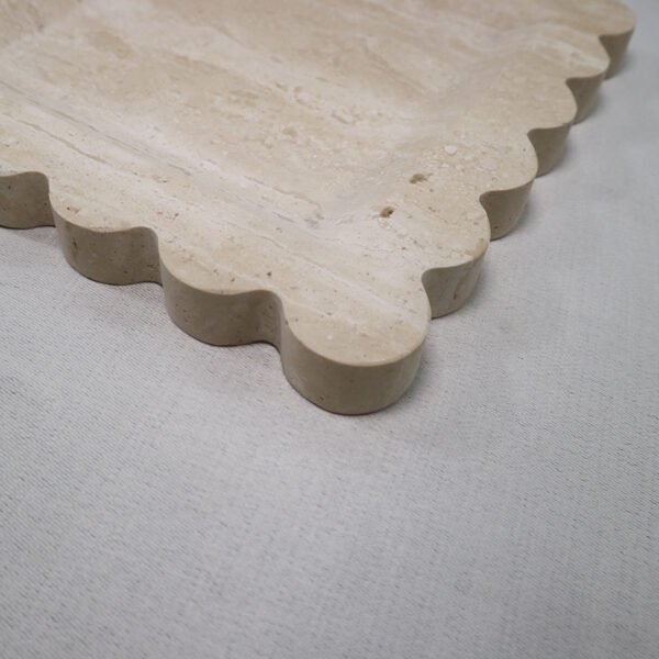 Home Decor Wavy Edge Carrara/Emerald Marble/Travertine Square Tray