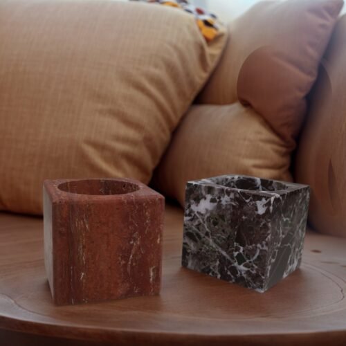 Red Travertine/Calacatta Storage & Candle Jars